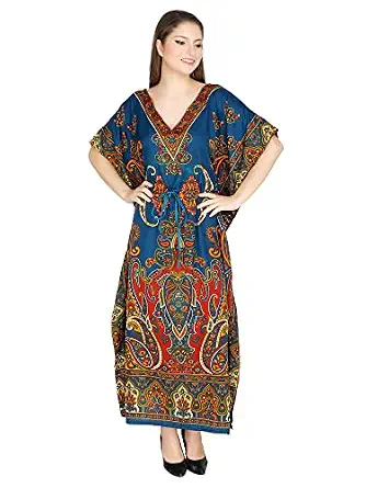 Ukal Women Ladies Oversized Maxi Kimono Loungewear Nightwear Kaftan Tunic Caftan Nightgown Sleepwear House Dress (Free Size)