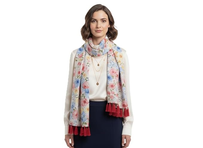 Premium Multicolor Fancy Scarf Stole Shawl Lightweight & Comfortable for All Seasons (22x72inch)