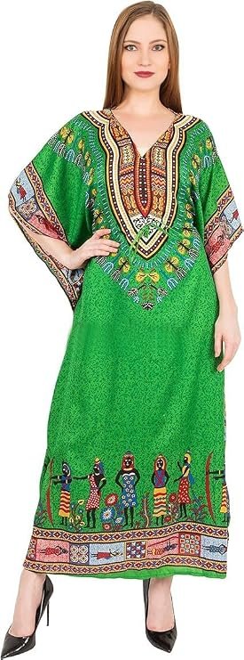 Ukal Women Ladies Oversized Maxi Kimono Loungewear Nightwear Kaftan Tunic Caftan Nightgown Sleepwear House Dress (Free Size)