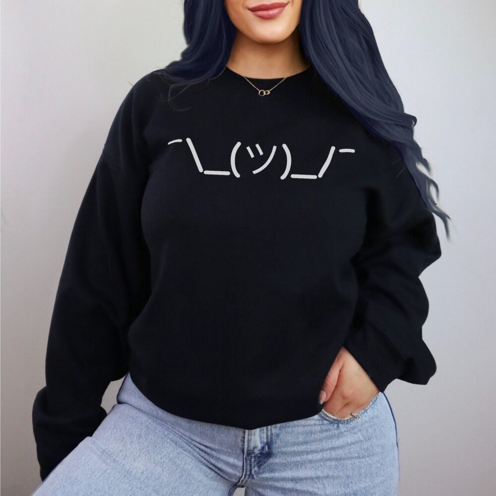 Cool Graphic Sweatshirt Shrug Alt Aesthetic, Cozy Gift Trendy Unisex Crewneck Pullover Long Sleeve Sweater Humorous Emoji Text Funny Sweater