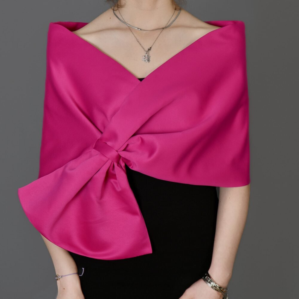Fuchsia Wedding Evening Shawl Wrap, Evening Wrap Stole, Formal Pull Through, Dress Cover Up, Hands Free Shoulder Wrap, Hot Pink