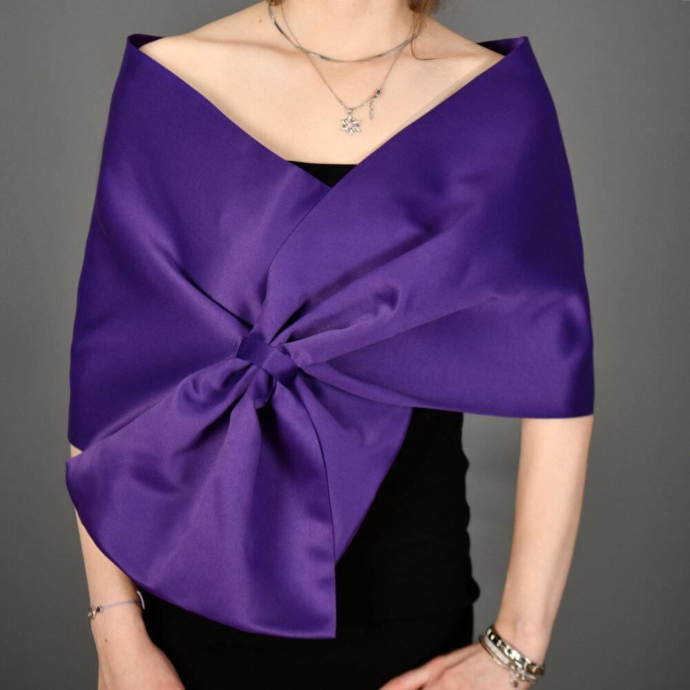 Redish Purple Wedding& Evening Shawl Wrap, Formal Plum Evening Wrap Stole, , Dress Cover Up, Hands Free Shoulder Wrap