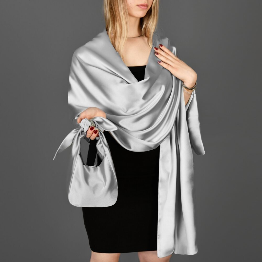 Silver Gray Double Layered Occasion Shawl, Evening Wrap Shawl, Wedding Stole Wrap, Warm Winter Shawl Wrap,