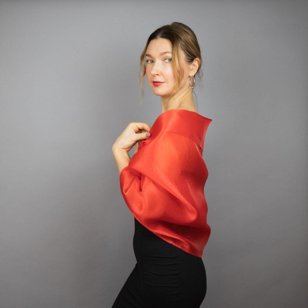 Red wrap red shawl red bolero red shrug sheer wrap sheer red shrug sheer scarf organza bolero shoulder cover sheer cape evening cape