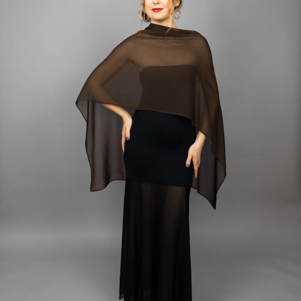 Brown capelet brown shrug dark brown Greek style wrap sheer Greek cape sheer scarf brown cape bridesmaids wrap sheer bridal cape brown shawl