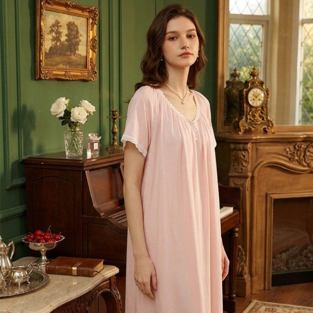 Vintage Cotton Nightgown | Soft Lace Trim Sleep Dress, Loose Fit Summer Pajama