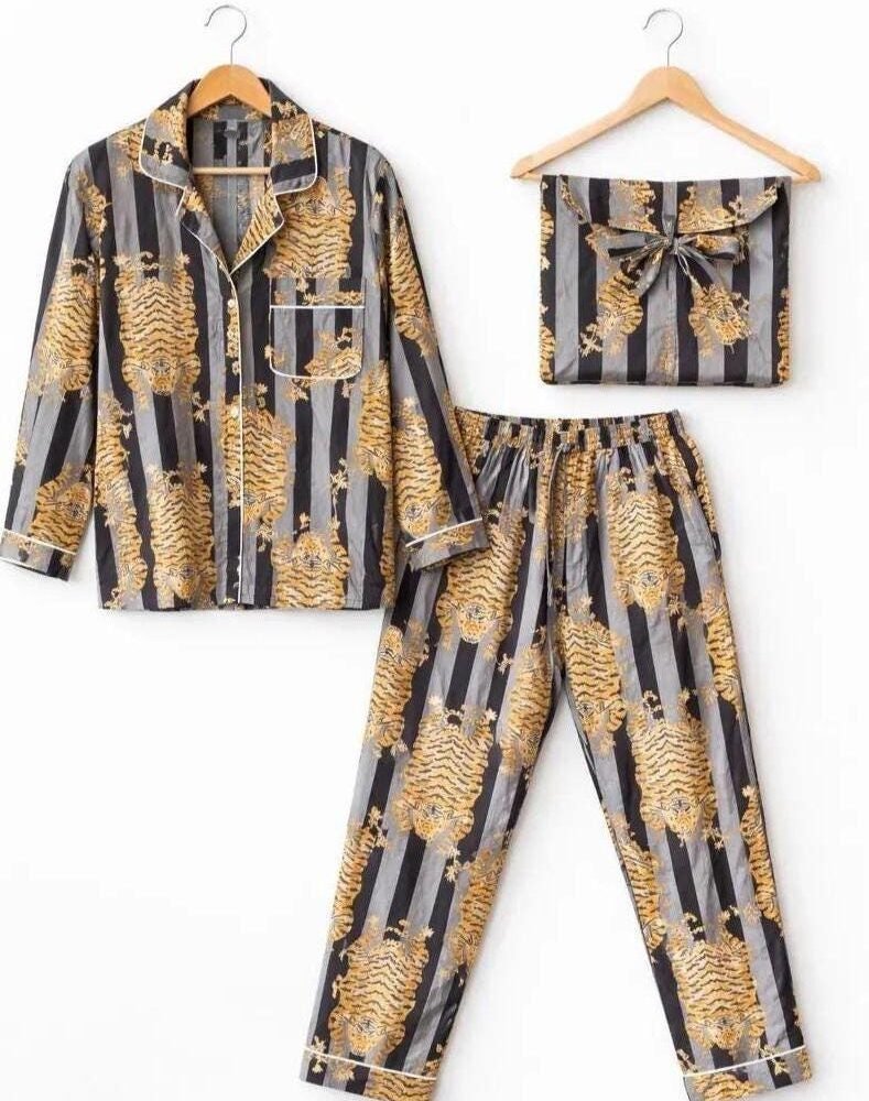 Hand Block Print Cotton Pajama Set: Indian Floral Nightwear