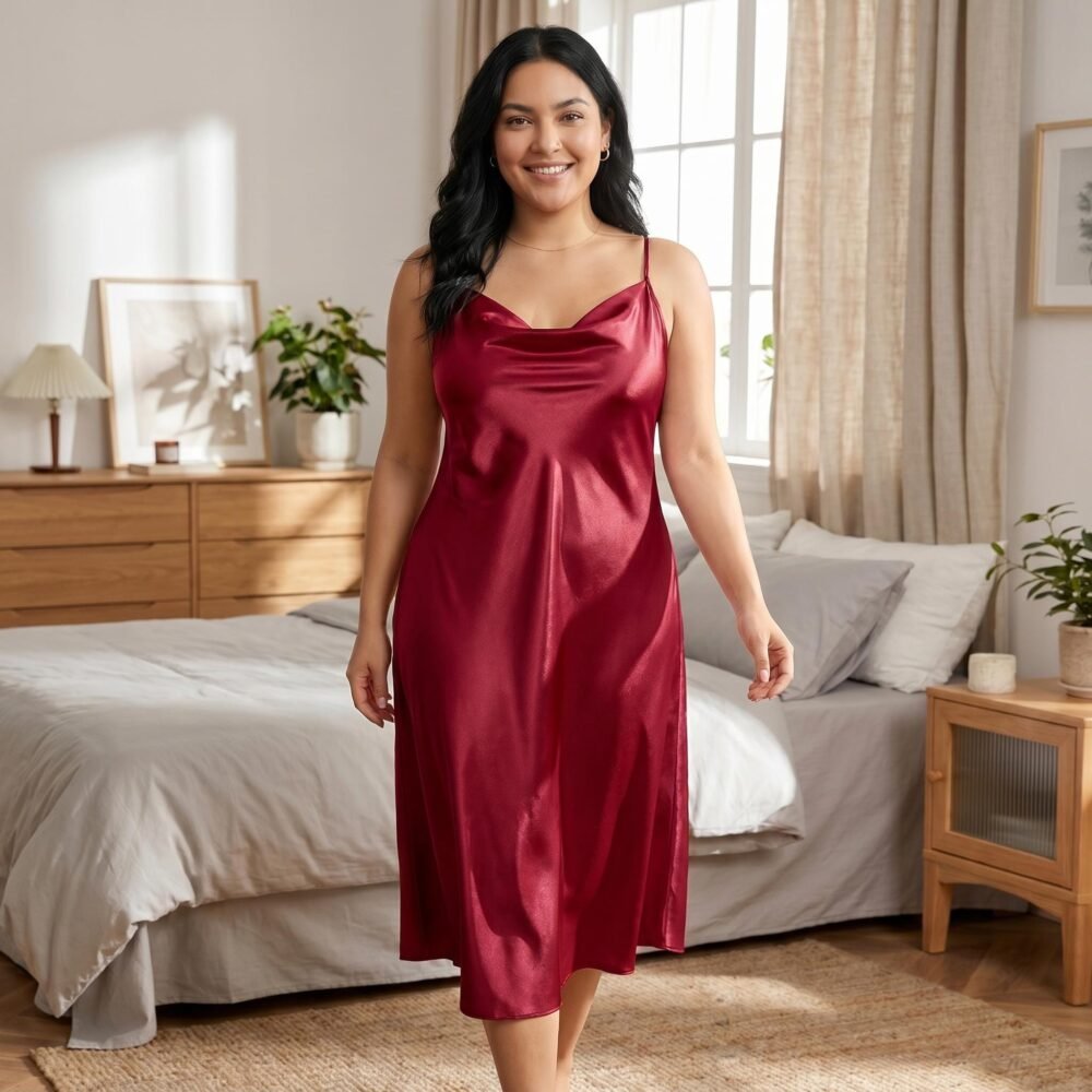 Plus Size Satin Slip Dress | Loose Silky Sleepwear for Curvy Women XL–5XL